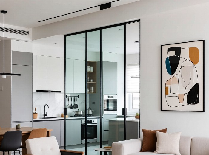 JS鋁框拉門專業團隊於台中地區進行鋁框拉門安裝示意圖